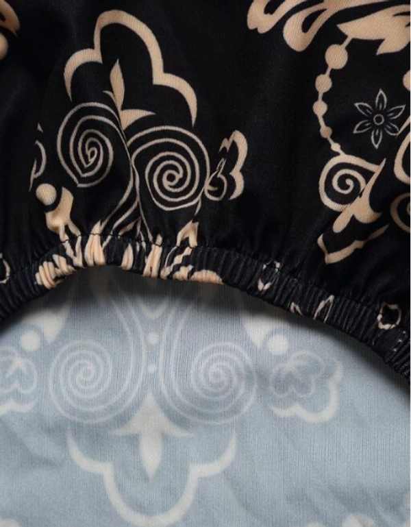 CORTINA SPANDEX Black Color Polyster Fabric Elastic Chair Cover Stretch Removable Washable 1Pcs - Black, Polyster, Pack of1